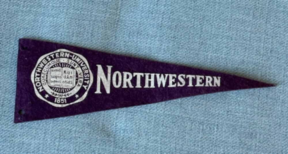 Vintage Northwestern University Mini Pennant Purple Felt College Banner